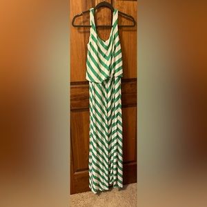 Angi-green and white striped maxi dress